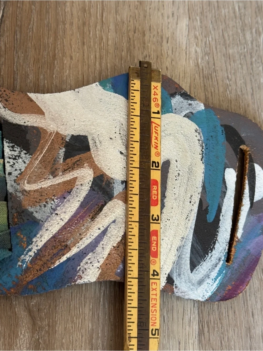 Jane Yoo Leather & Tie Dye Sash Belt Signed Hand Painted Art OSFM Vintage 1990s
